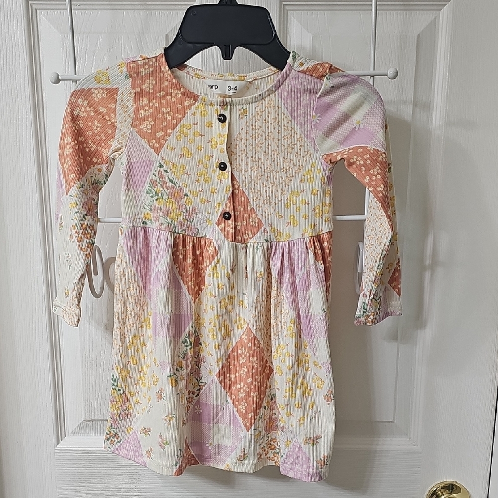 MRP Floral Patchwork Long Sleeve Dress Girl's Size 3-4T